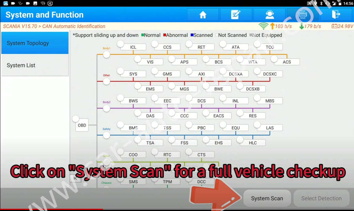 Launch X431 PAD5 PWM Signal to Altemator Test for Scania G410 (6)