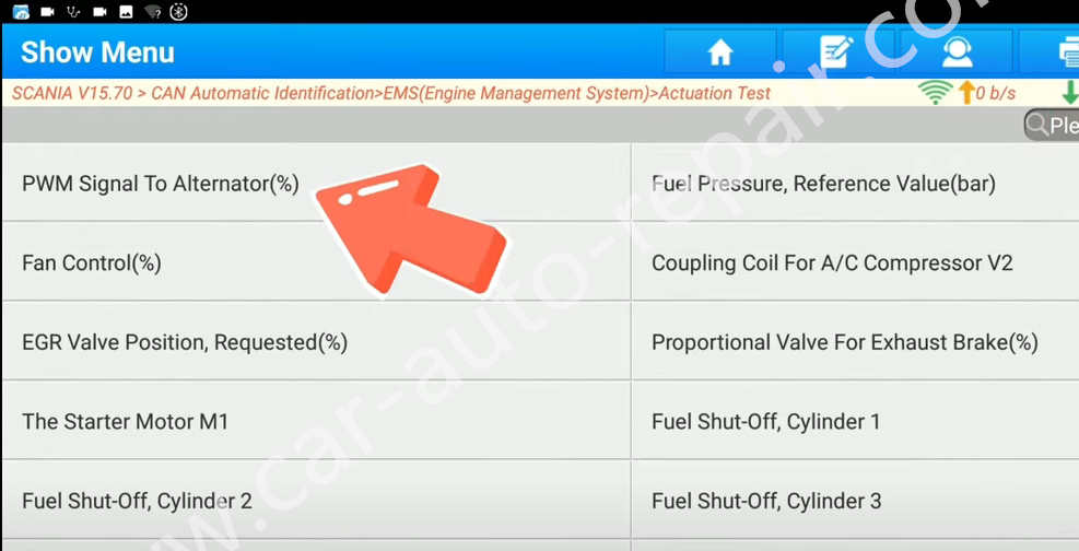 Launch X431 PAD5 PWM Signal to Altemator Test for Scania G410 (9)