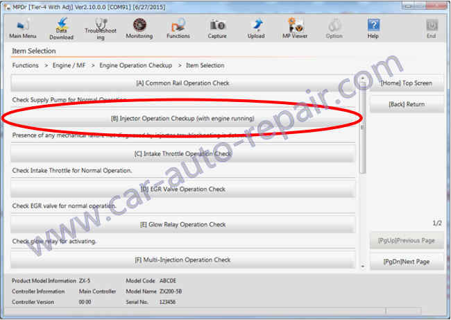 Hitachi ZX-5B Excavator Injector Operation Checkup by Hitachi MPDr (3)