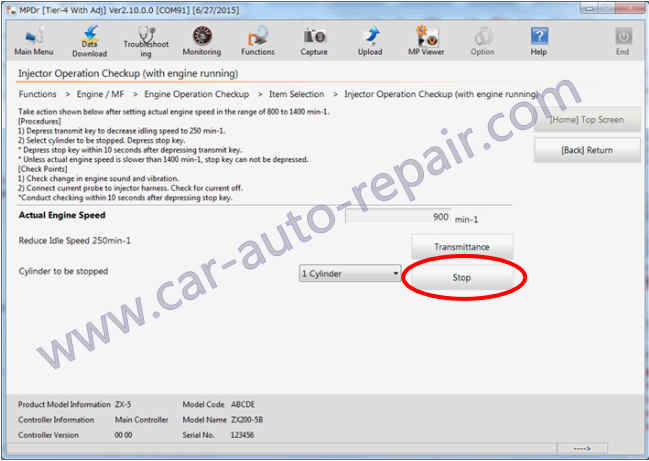 Hitachi ZX-5B Excavator Injector Operation Checkup by Hitachi MPDr (4)