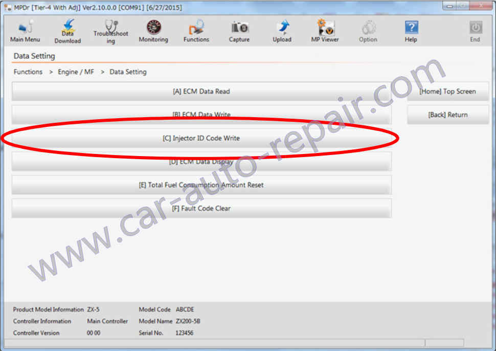 How to Program New Injector ID Code for HITACHI ZX-5 Excavator (2)