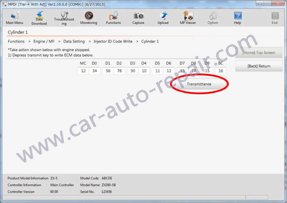 How to Program New Injector ID Code for HITACHI ZX-5 Excavator (4)