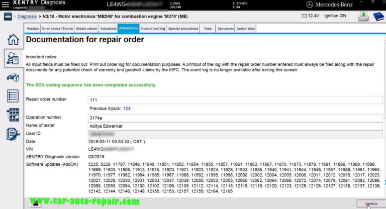 xentry scn coding xml error